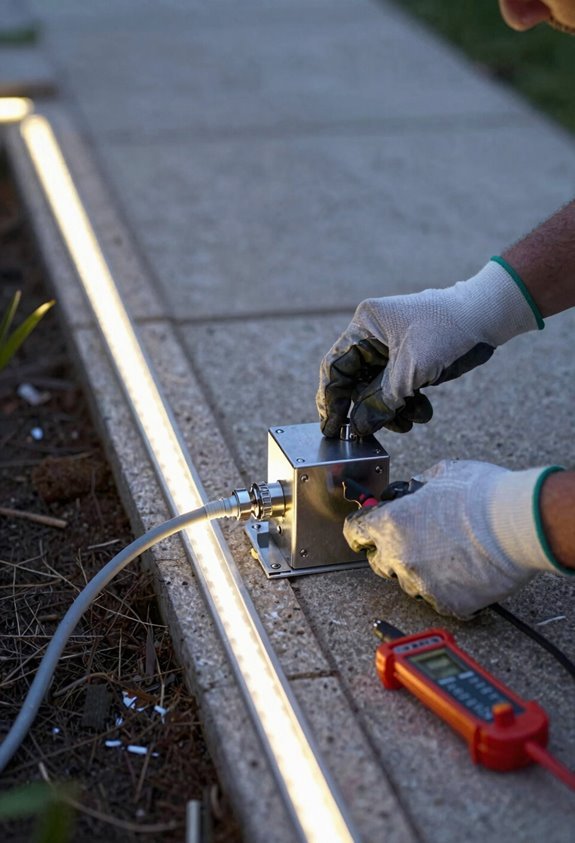7 Steps to Install DIY Permanent Outdoor Lighting 6 test power seal test joints