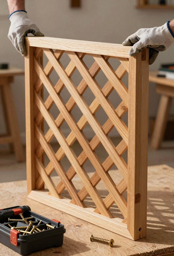 three layer frame with hidden lattice