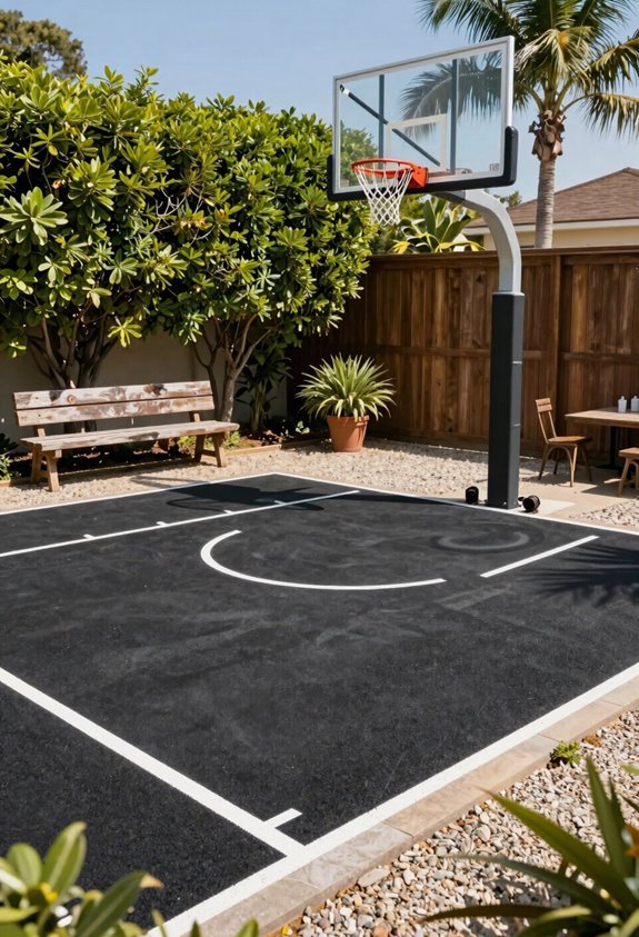 5 Backyard Basketball Court Ideas for Your Home 2 three on three backyard basketball layouts