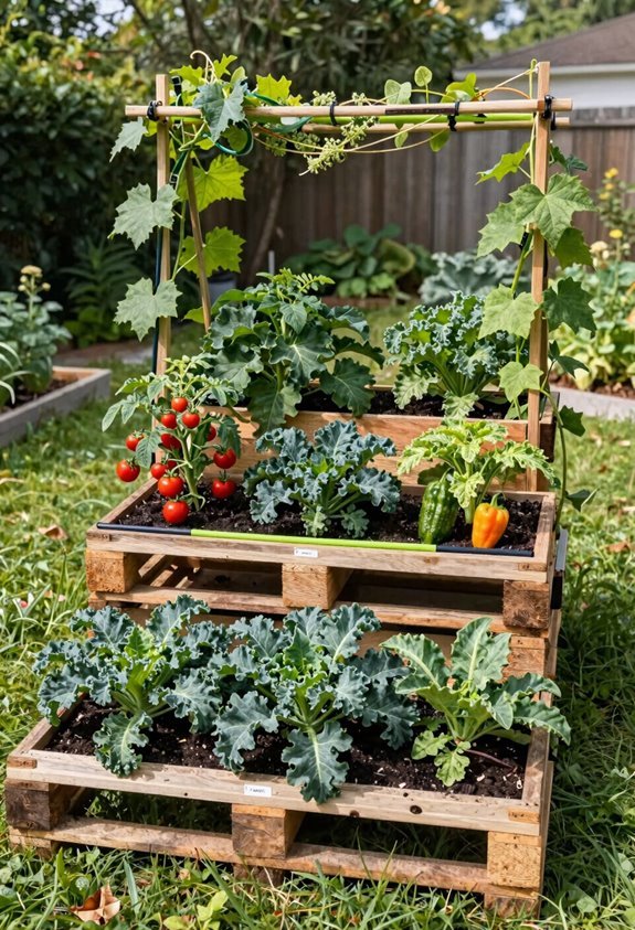 10 Backyard Vegetable Garden Ideas That Maximize Small Spaces 4 three tier vertical gardening efficiency