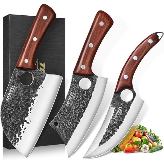 Topfeel 3PCS Hand Forged Butcher Knife Set
