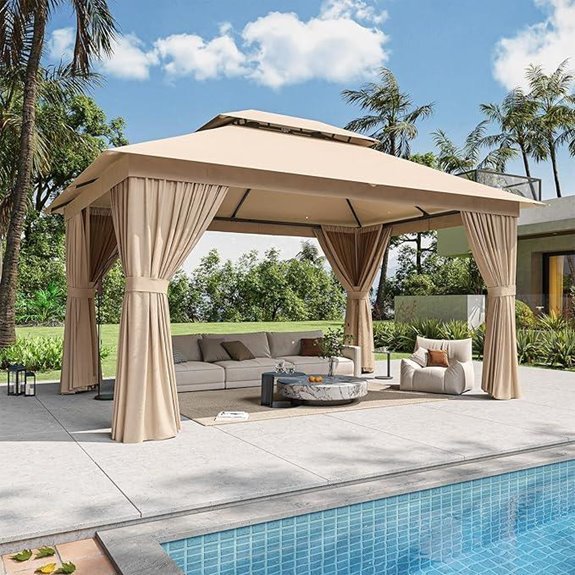 15 Best Gazebos for Backyards in 2026 2 12'x10' Metal Frame Gazebo with Double Roof Mosquito Netting & Privacy Screen