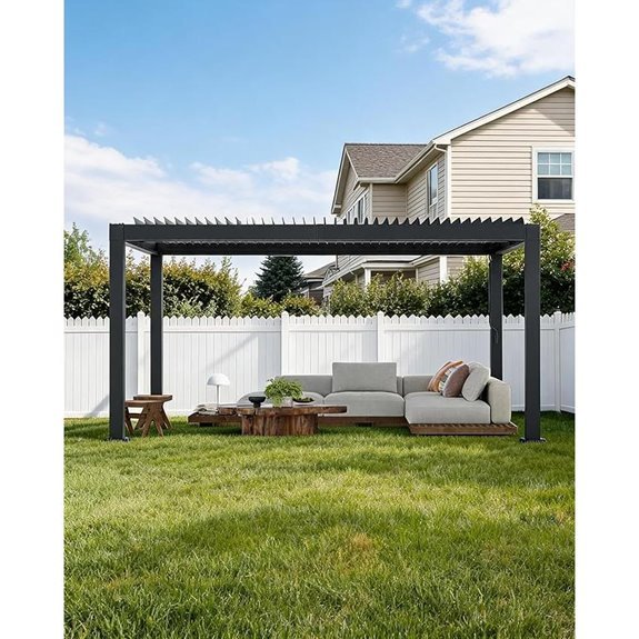 12' x 16' Adjustable Louvered Aluminum Pergola Grey
