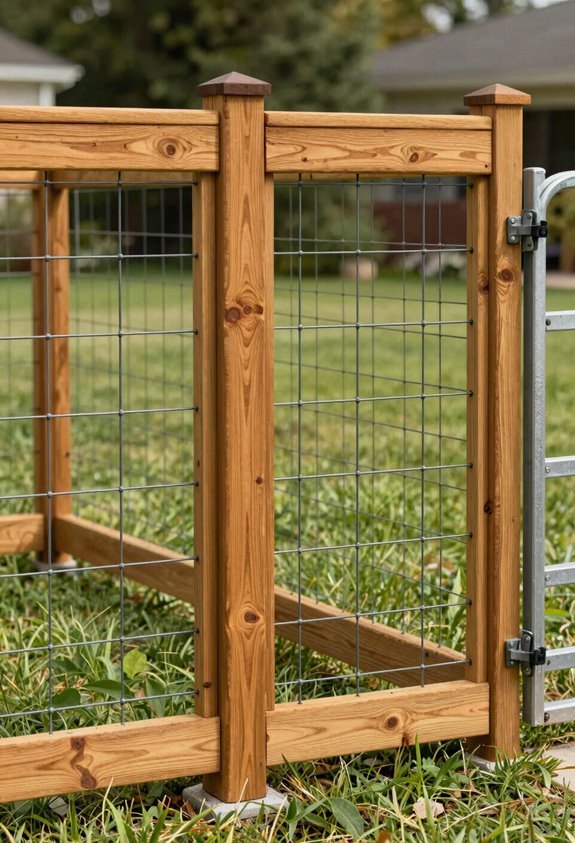 10 Cheap Backyard Fence Ideas That Actually Look Good 6 wood and wire fence minimizes sight blocks