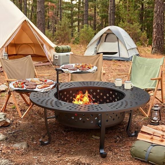 48 Wood Burning Fire Pit with Adjustable Grills