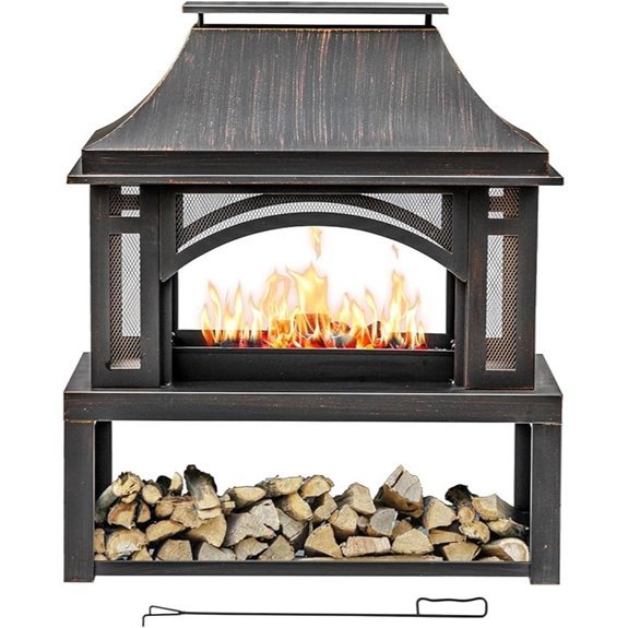 39 Fire Pit with Wood Storage & Chimney