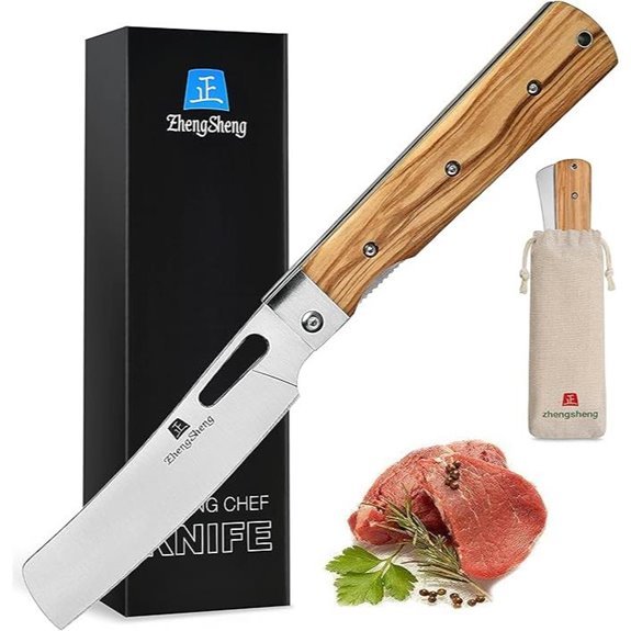 ZhengSheng Folding Chef Knife with Olive Handle