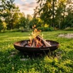 can you place fire pit grass