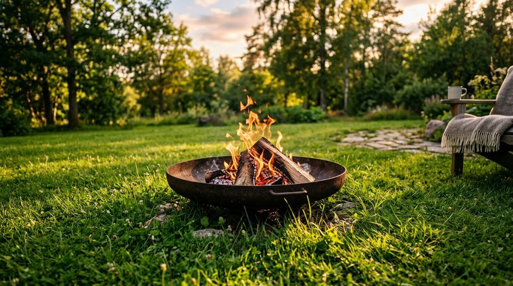 can you place fire pit grass