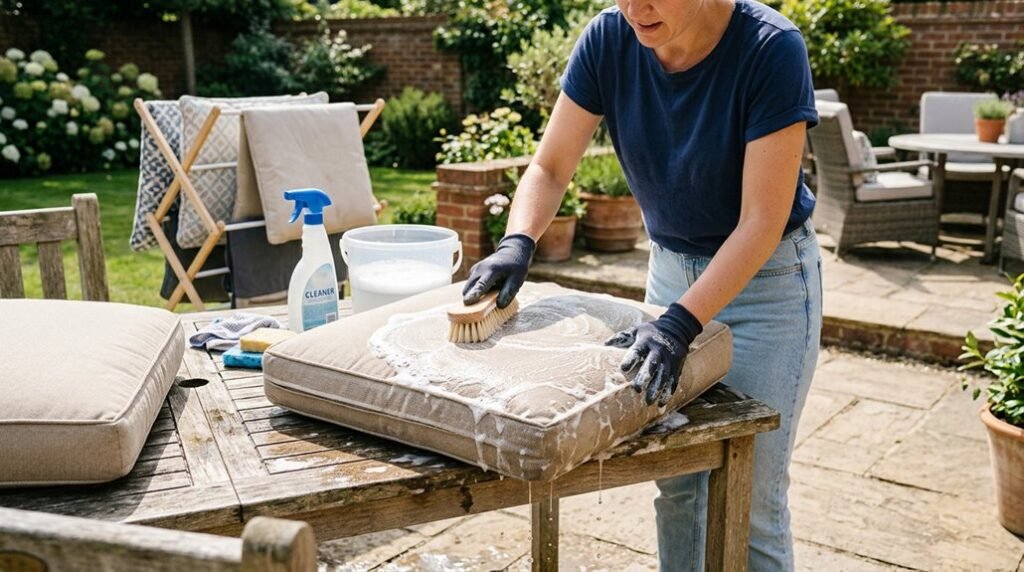 cleaning patio cushions step by step