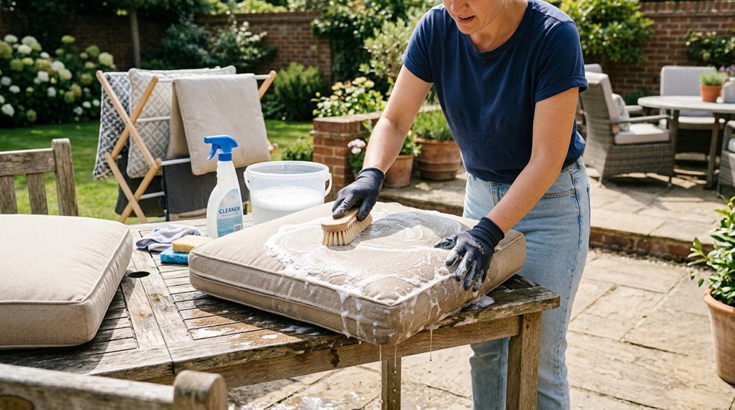 cleaning patio cushions step by step