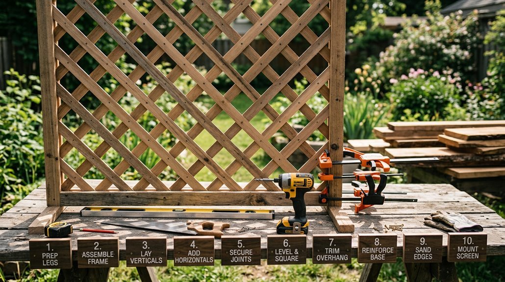 diy lattice privacy screen construction steps