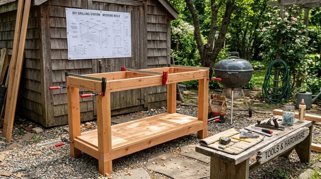 diy outdoor grilling table plans