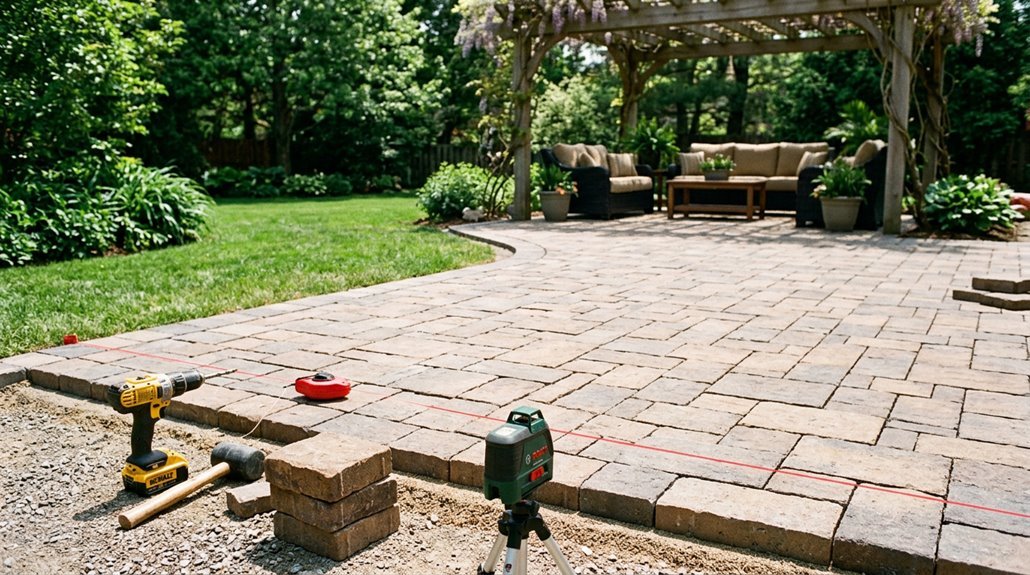 large paver patio construction steps