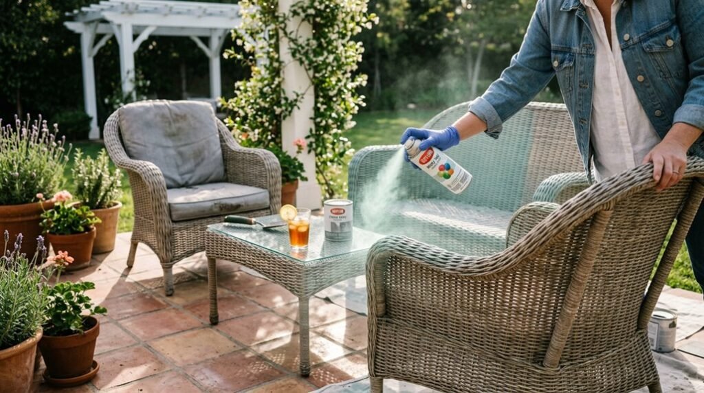 spray painting outdoor wicker furniture