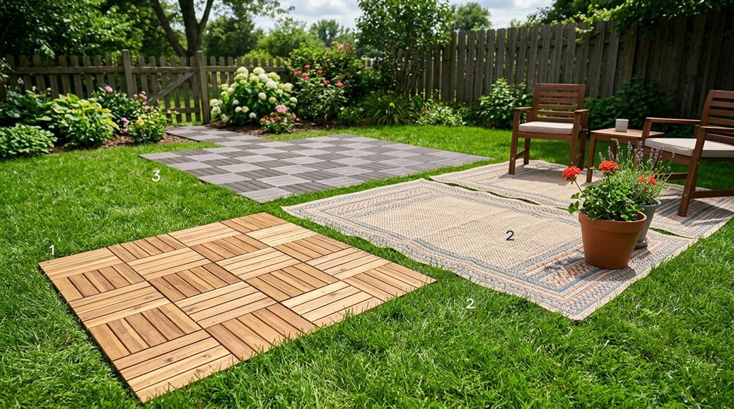 three affordable patio ideas over grass