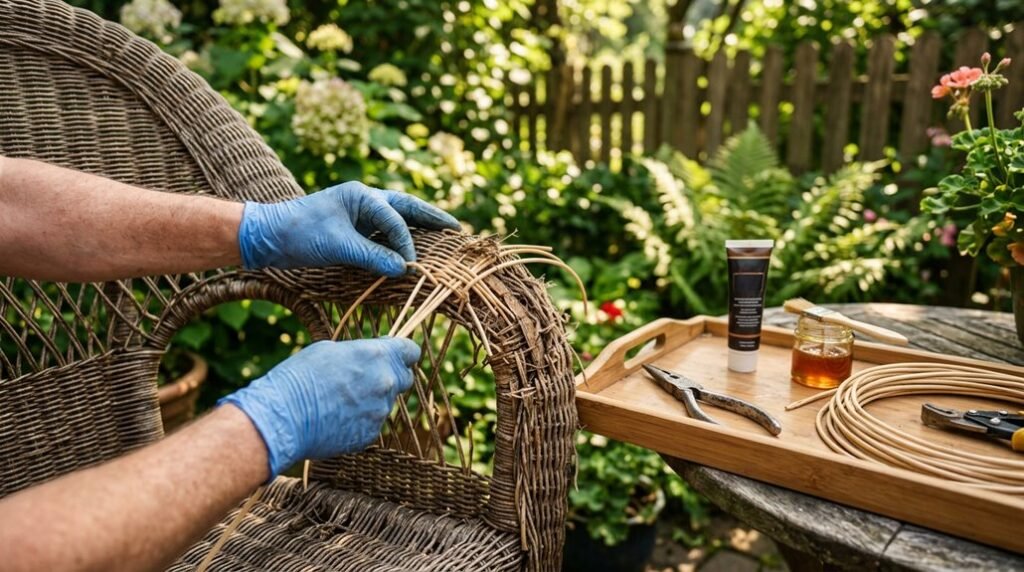 wicker patio furniture repair steps